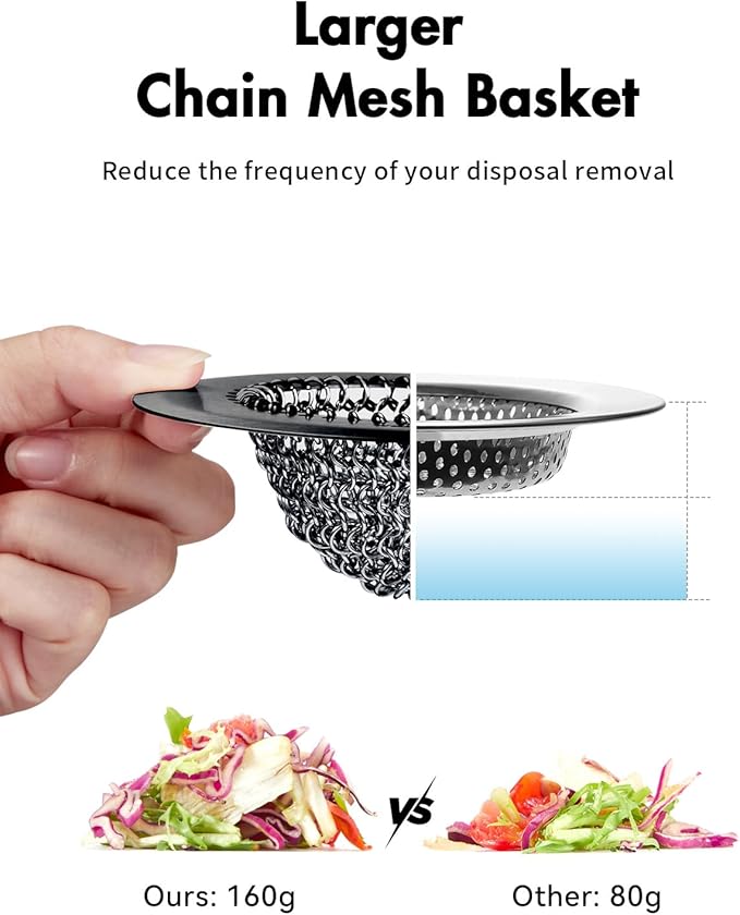 Sink Drain Strainer, Reversible Mesh Sink Strainer with 304 Stainless Steel, Wokdada Revolutionary Anti-Rust Kitchen Sink Drain Strainer for Garbage Disposal Food Catcher (Black)