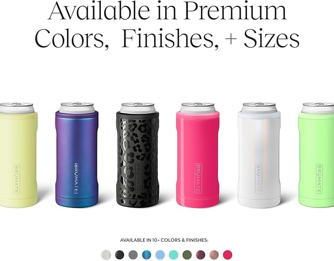 BrüMate Hopsulator Slim Can Cooler Insulated for 12oz Slim Cans | Skinny Can Insulated Stainless Steel Drink Holder for Hard Seltzer, Beer, Soda, and Energy Drinks (Walnut)