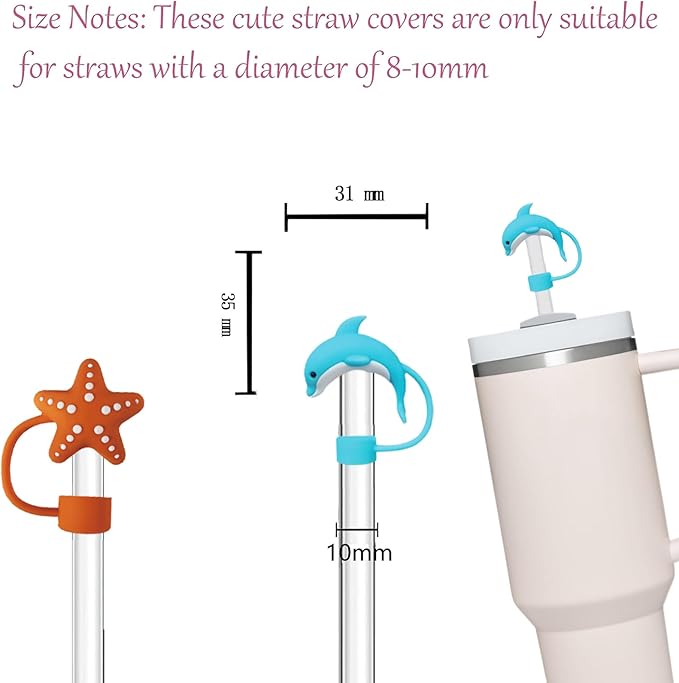6P Straw Cover for Stanley Cup, Silicone Straw Topper for Stanley Cup 30&40oz with Tumblers, 10mm 0.4in Lid Accessories (Reusable)