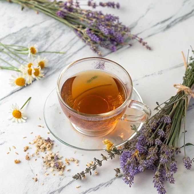 Gardenika Organic Sleep Loose Leaf Tea with Chamomile and Lavender Flowers, Herbal, Caffeine Free, KSA Kosher, Ayurvedic Blend - 4 oz (1 Pack)