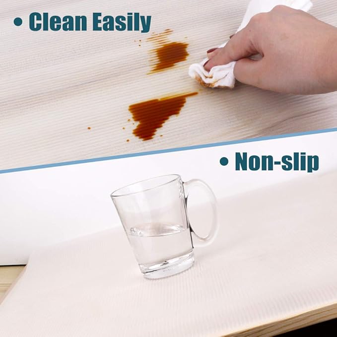 Shelf Liner, Non-Slip Cabinet Liner, Washable Oil-Proof for Kitchen Cabinet, Shelves, Refrigerator, Storage, Desks, 12 Inches x 10 FT, Non Adhesive Drawers Liner… (12 Inches x 10 FT x 6 Rolls)
