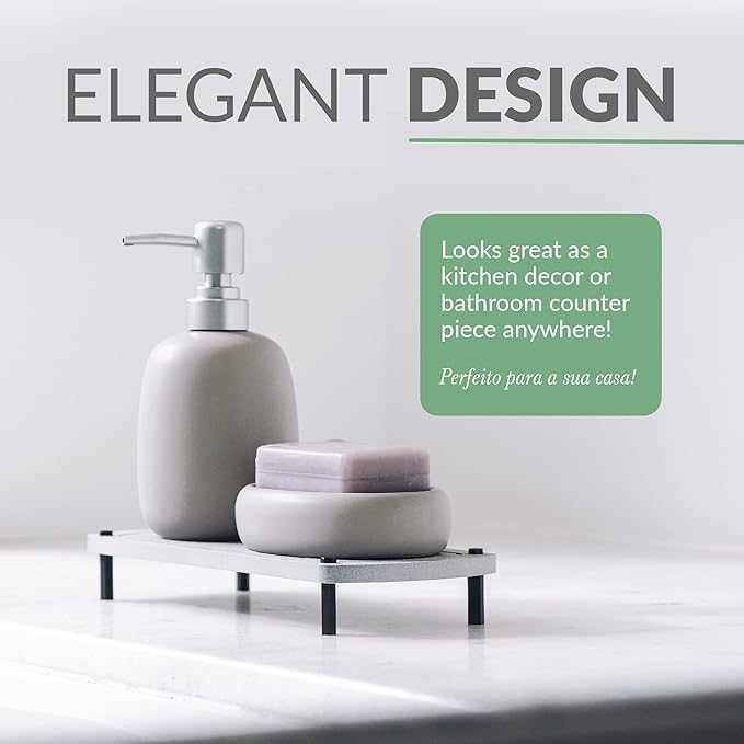 Momo Lifestyle Bathroom Kitchen Sink Fast Drying Stone Sink Tray Caddy Drying Rack Accessory Organizer Diatomaceous Earth Bottle Drying Rack Dish Sponge Countertop Organizer Drytomini