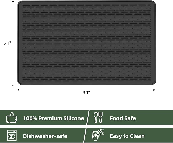 LONGKING 30" x 21" Stove Top Cover for Electric Stove - Silicone Stove Mat for Glass Top Stove, Glass Cooktop Protector, Dish Drying Mats For Kitchen, Range Covers for Electric Stove, Black