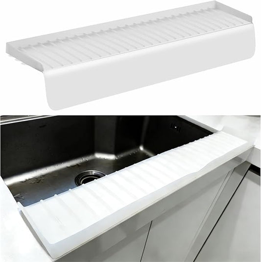 Sink Edge Protector with Suction Cup, 24" x 4", Silicone Sink Splash Guard for Kitchen & Bathroom, Protect Countertop from Scratches, Stains, for Stainless Steel Granite Quartz