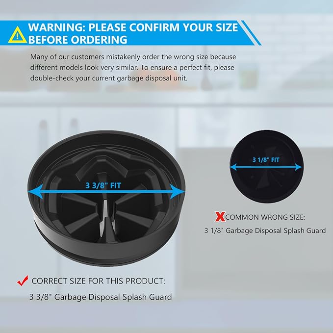 Garbage Disposal Splash Guard 3 3/8" - 1 Pack Universal Sink Baffle for InSinkErator Evolution & Most 3-Bolt Models, Heavy-Duty FDA Silicone with Noise Reducing Petal Design