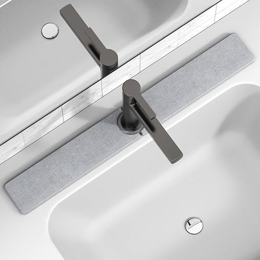 30" x 4" Stone Faucet Mat for Kitchen Sink, Quick Drying Diatomite Sink Tray, Faucet Sink Splash Guard for Prevents Moisture Buildup (Light Gray)