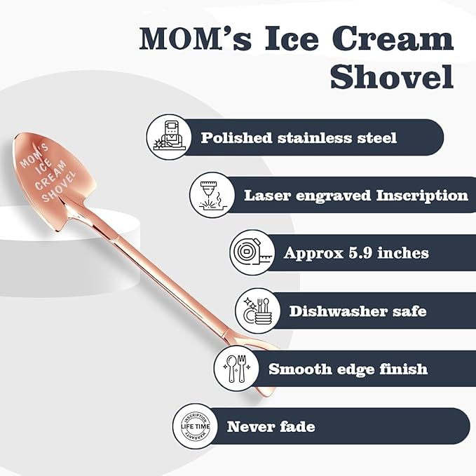Gifts for Mom from Daughter Son Kids Mothers Day Gifts from Kids. MOM Birthday Gifts Ice Cream Spoon Scoop for Ice Cream Lovers, Gifts for Women