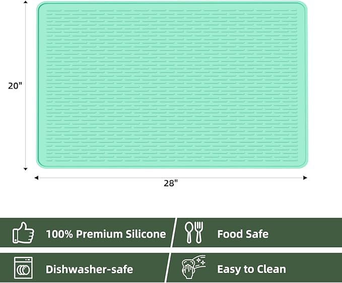 LONGKING Stove Top Cover for Electric Stove - Silicone Stove Mat for Glass Top Stove, Glass Cooktop Protector, Dish Drying Mats For Kitchen, Range Covers for Electric Stove (Aqua, 28 x 20)