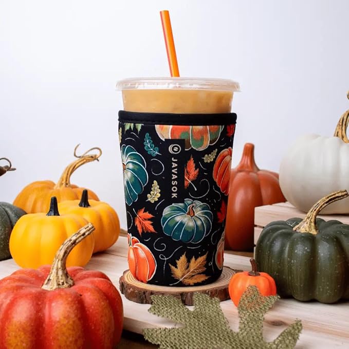 Sok It JavaSok Iced Coffee & Cold Soda Insulated Neoprene Cup Sleeve (Midnight Harvest, Medium: 22-28oz)