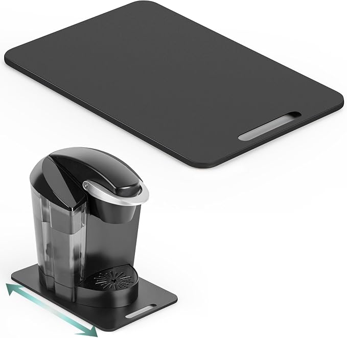 ANBOXIT Metal Appliance Slider, Sliding Tray for Coffee Maker,360° Effortless Movement,Small Appliance Rolling Tray for Counter, Coffee Pot Slider, Deep - Medium (14.5"D x 9.5"W)