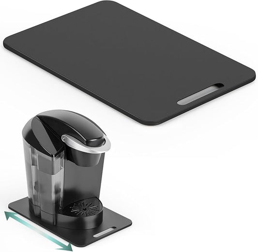 ANBOXIT Metal Appliance Slider, Sliding Tray for Coffee Maker,360° Effortless Movement,Small Appliance Rolling Tray for Counter, Coffee Pot Slider, Deep - Medium (14.5"D x 9.5"W)