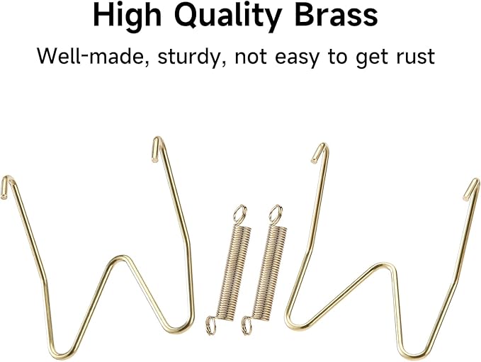 10 Piece Plate Hangers, 5 Inch Invisible Brass Wall Plate Hangers, Comes with 12 Piece Wall Hooks for Decorative Plates