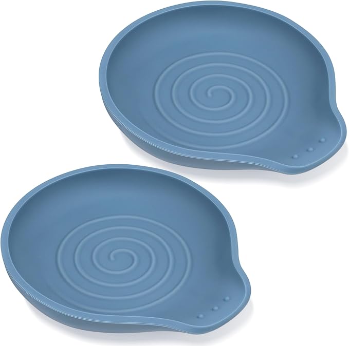 Silicone Spoon Rest for Stove Top - BPA-Free, Heat-Resistant Spoon Holder - Spoon Rest for Kitchen Counter - Large Cooking Utensil Rest for Spoons, Spatulas, Ladles or Tongs - Indigo 2 Pack