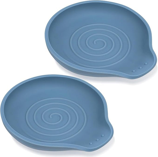 Silicone Spoon Rest for Stove Top - BPA-Free, Heat-Resistant Spoon Holder - Spoon Rest for Kitchen Counter - Large Cooking Utensil Rest for Spoons, Spatulas, Ladles or Tongs - Indigo 2 Pack