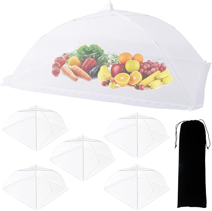 6 Pack Food Covers for Outdoors Include 1 Extra Large (40"X 24") & 5 Standard (17"X 17") Food Tents Mesh Food Covers for Outside