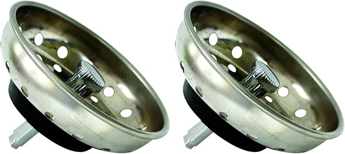 Danco 88275 3-1/4 inch Kitchen Sink Basket Strainer Splash Guard with Stationary Post, Stainless Steel (Pack of 2)