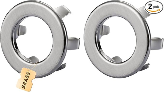Sink Overflow Ring Brushed Nickel: ARCORA 2 Pack Solid Brass Bathroom Vessel Sink Overflow Cover Basin Trim Ring Hole Insert Caps