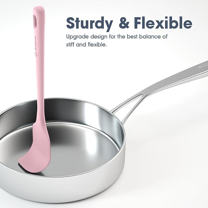 ChefAide 5 Pieces Silicone Spatula Set, Food Grade Rubber Spatula, Upgrade Strong Handle with Ergonomic Grip, Heat Resistant Up to 600°F for Nonstick Cookware, Cooking