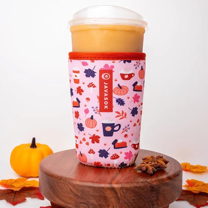 Sok It JavaSok Iced Coffee & Cold Soda Insulated Neoprene Cup Sleeve (PSL, Large: 30-32oz)