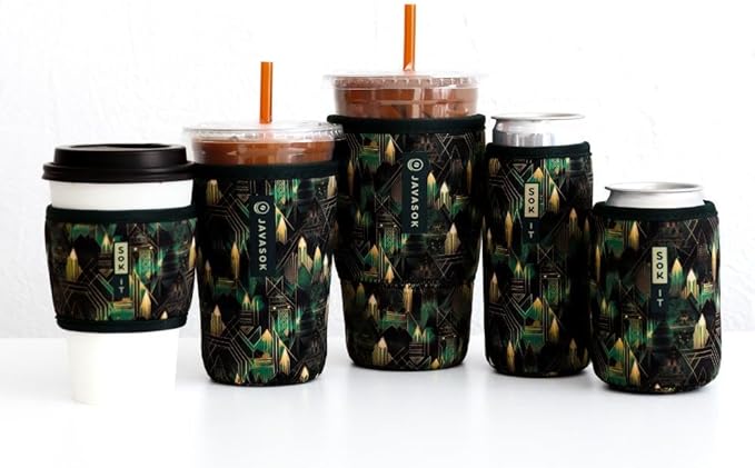 Sok It JavaSok Iced Coffee & Cold Soda Insulated Neoprene Cup Sleeve (City Limits, Large: 30-32oz)