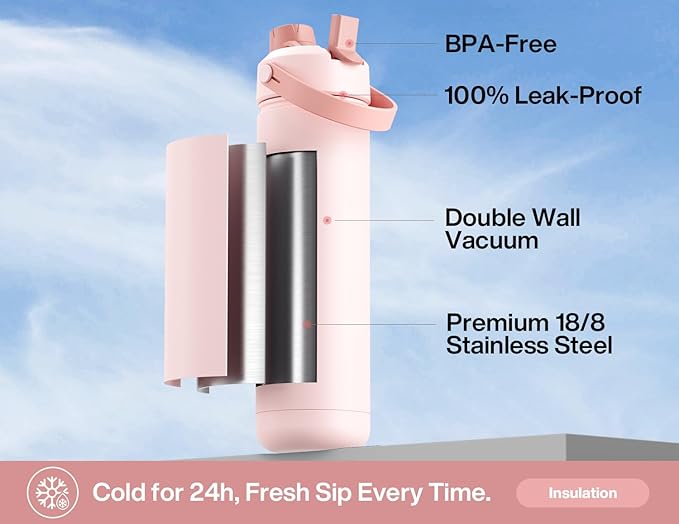 POWCAN 26 oz Insulated Water Bottle with 2-in-1 Straw and Spout Lid, Keep Cold 24H, Leak-Proof, Fits in Car Cup Holder, Stainless Steel Water Bottle for Dog Lovers, Puppy Theme, Gift (Pawfect Day)