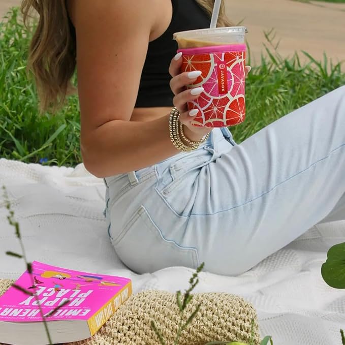 Sok It JavaSok Iced Coffee & Cold Soda Insulated Neoprene Cup Sleeve (Sunshine Slices, Large: 30-32oz)