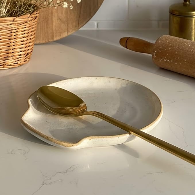 Beautiful Ceramic Spoon Rest for Stove Top - Perfectly Sized Spoon Holder for Your Kitchen Countertop - Easy to Clean and Dishwasher Safe, Perfect Addition to Any Kitchen Counter for Everyday Cooking