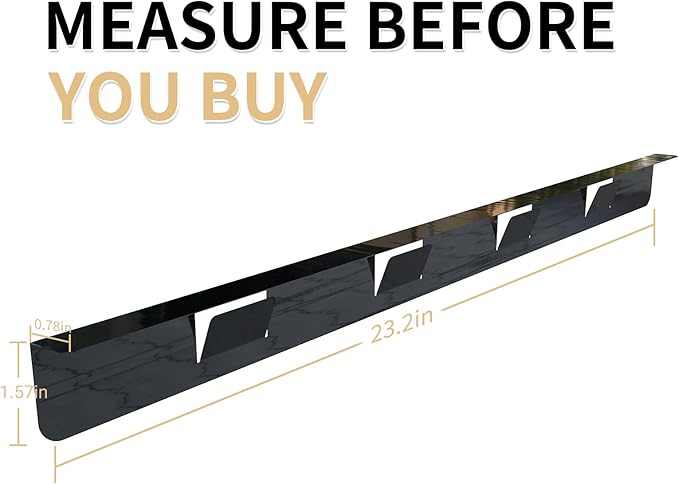Stove Gap Covers 316 Stainless Steel,2 Pack 23.2" Fixed Stove Gap Filler,Heat Resistant Stove Gap Guards,Between Stove and Counter Slide In Range Trim Kit for Kitchen,Shiny Black