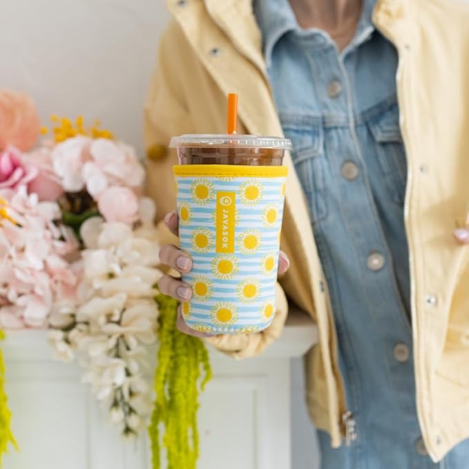 Sok It JavaSok Iced Coffee & Cold Soda Insulated Neoprene Cup Sleeve (Good Day Sunshine, Medium: 22-28oz)