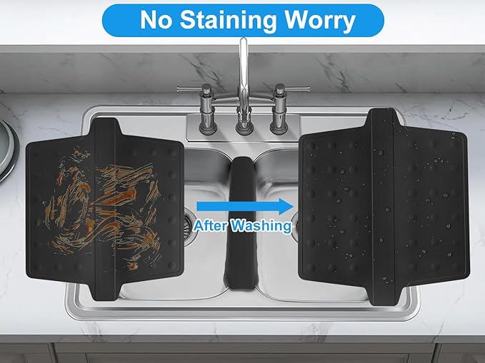 Sink Saddle, Divider Mat, Kitchen Sink Mat, Silicone Protector, No Odor, No Stains, Flexible, 13.46" x 11.5"