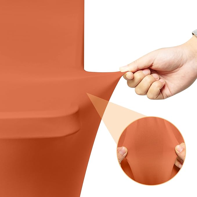 2 Pack 6 Feet Orange Spandex Tablecloth for Rectangular Tables, Fitted & Stretch, Washable, Wrinkle Resistant, Perfect for Event, Wedding, Party, Banquet, Cocktail, Festival, and Table Protector
