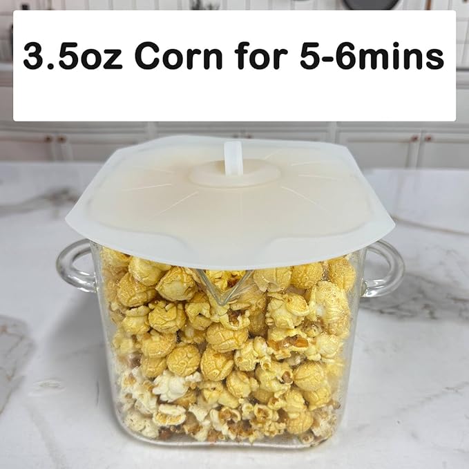 Glass Microwave Bacon Cooker, Microwave Popcorn Popper, 100oz Glass jar with Silicone Lid, Ramen Noodle Bowl and Vegetable Steamer, with Removable Glass skewer, Make 16pcs bacon one time