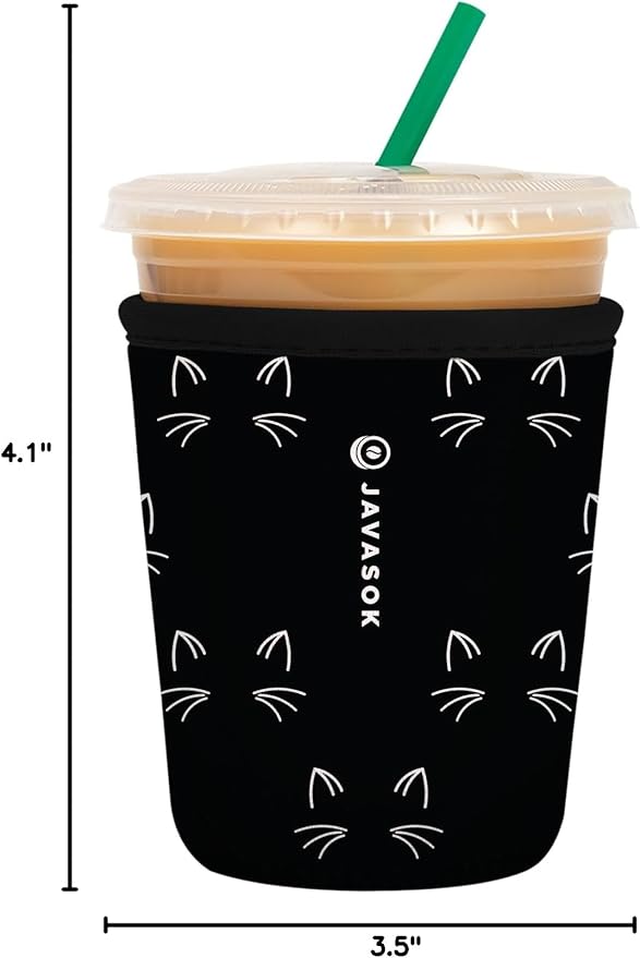 Sok It JavaSok Iced Coffee & Cold Soda Insulated Neoprene Cup Sleeve (Mystical Meows, Small: 16-20oz)