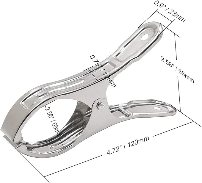 10 Pack 4.7" Stainless Steel Pool Cover Clips, Heavy Duty Pool Cover Clamps for Above Ground Pool Winter Wind Guard, Multipurpose Beach Towel Clips, Laundry Clothespins, Curtain & Quilt Clips