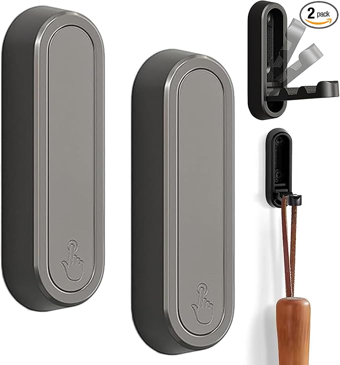 Gold Hooks for Wall Folding Coat Hook Folding Wall Hooks Up to 55 lbs Heavy Duty Space-Saving Easy Installation Metal Foldable Hook Wall Mount for Hanging Coats, Hats, Keys, Bags (2PCS - Gray)