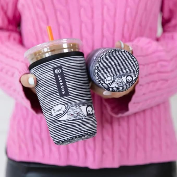 Sok It JavaSok Iced Coffee & Cold Soda Insulated Neoprene Cup Sleeve (Peek-A-BOO, Large: 30-32oz)
