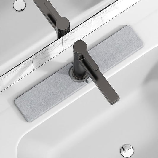 20" x 4" Stone Faucet Mat for Kitchen Sink, Quick Drying Diatomite Sink Tray, Faucet Sink Splash Guard for Prevents Moisture Buildup (Light Gray)
