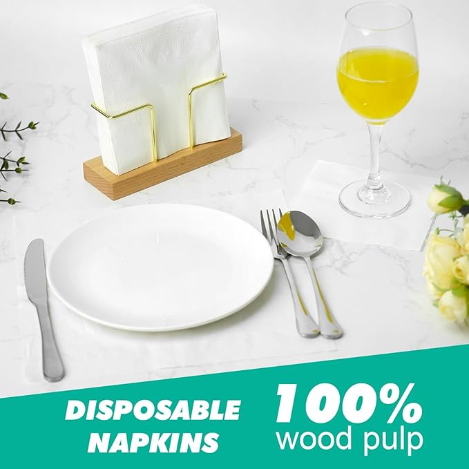 JINVOGREEN 2000 Count Cocktail Napkins Bulk 1-Ply White Beverage Paper Napkins Disposable for Bars, Lunch, Parties, Restaurant and Everyday Use - 5.3 x 5.3 Inch Folded