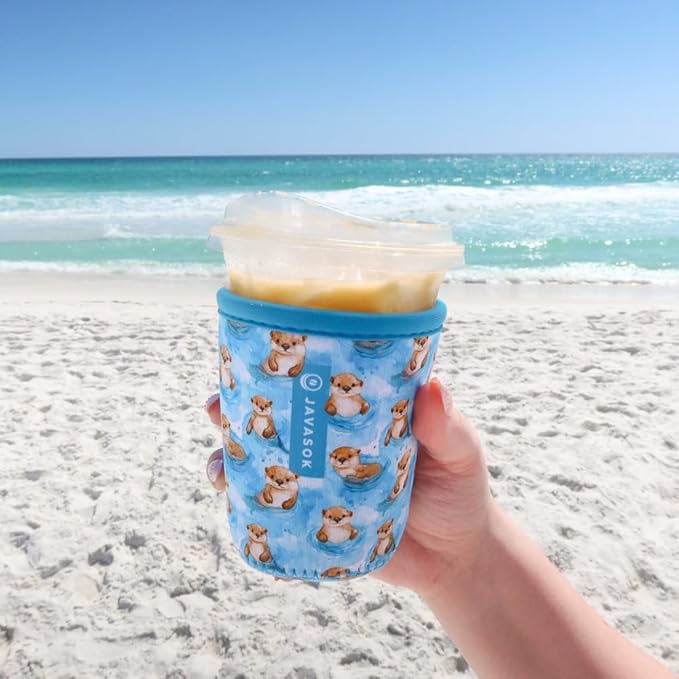 Sok It JavaSok Iced Coffee & Cold Soda Insulated Neoprene Cup Sleeve (Otterly Adorable, Large: 30-32oz)