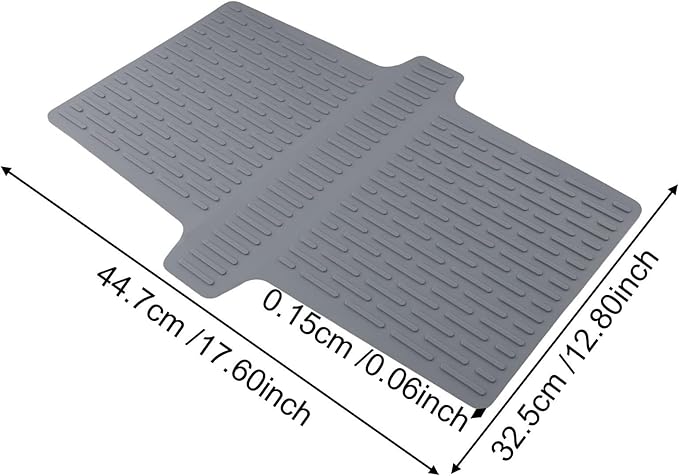 Silicone Kitchen Sink Divider Mat Heat Resistant Counter Protection Pad Double Basin Bridge Mat Dishwasher Safe Non-Slip Dish Drying Rack Between Sinks 17.6x12.8(Grey)