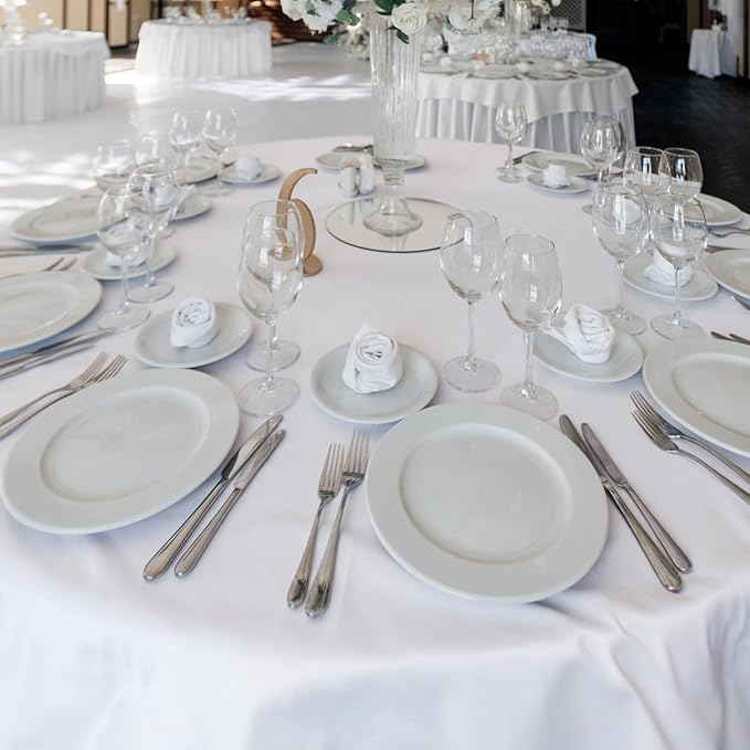 Fitable 6 Pack White Round Table Clothes - 70 Inches in Diameter - Stain Resistant and Washable Tablecloths, Polyester Fabric Table Covers for Wedding, Party, Banquet, Gathering