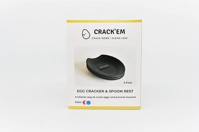 THE ORIGINAL Crack'em Egg Cracker & Spoon Rest - Patriot Pack (Red, White, & Blue) - Perfectly Cracks Eggs & Contains Messes - Easy to Use & Clean - Great for Kids - Prevents Broken Yolks