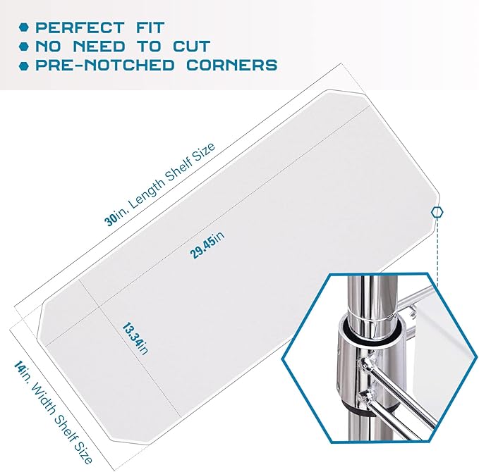 BRIAN & DANY Wire Shelf Liner 14" X 30", Heavy Duty Shelf Liners for Wire Shelving, Waterproof Protector Mats, Set of 5, Transparent