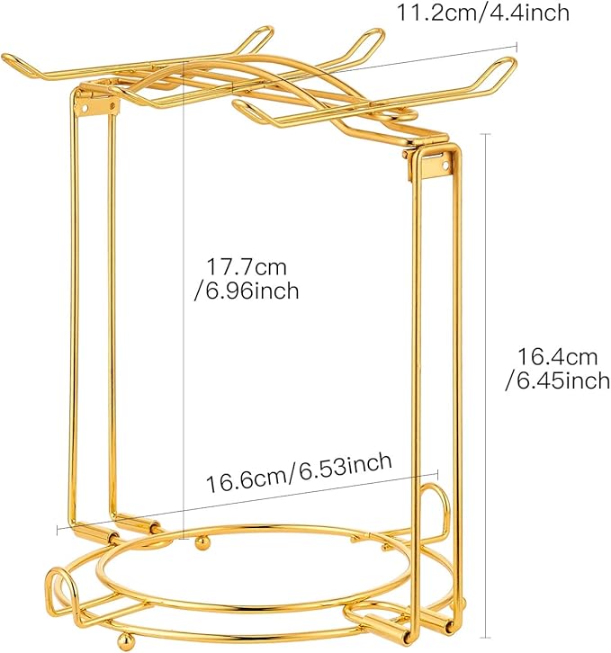 Teacups and Saucers Display Stand, Tea Cup Holder, Metal Foldable Storage Rack for Espresso and Cappuccino Cup - Gold