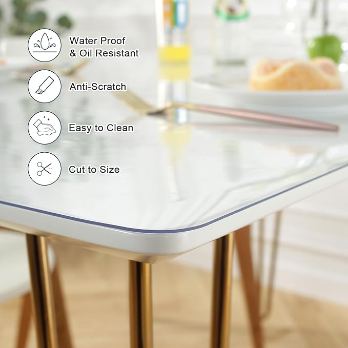 LovePads Clear Desk Mat 12 x 60 Inch, 1.5mm Thick Clear Table Protector, Waterproof Plastic Table Cover Protector, PVC Desk Protector Mat, Vinyl Desk Cover for Desktop, Coffee & Dining Table