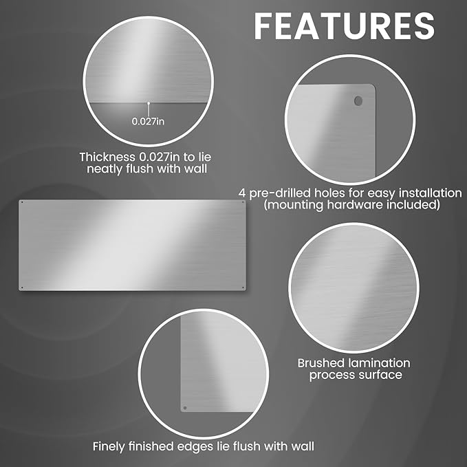 12"x29.5" Stainless Steel Backsplash - Ultra Flat & Easy to Clean, Protect Wall from Splash & Stain - Kitchen Stove Backsplash Panel for Oven & Range Hood with Pre-Drilled Holes