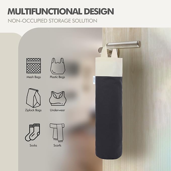 Wall Mount Plastic Bag Holder for Grocery Storage, Cotton Shopping Garbage Sack Organizer, Large Trash Dispenser for Home Kitchen Decor