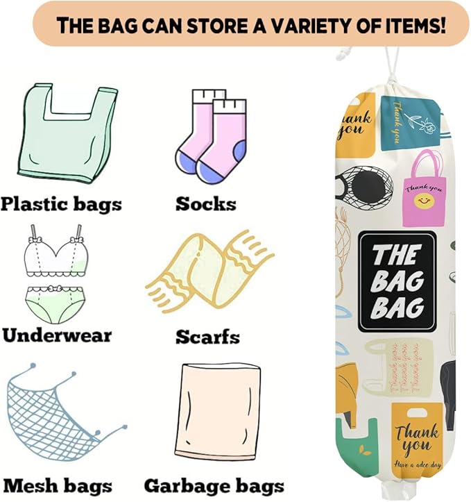 Thank you Plastic Bag Holder 22.5x9 Inch,Wall Mount Grocery Bag Holder for Grocery Bags,Reusable Grocery Bags Storage Dispenser,Home Kitchen Pantry Decor,Housewarming Gifts for Women Mom Grandma