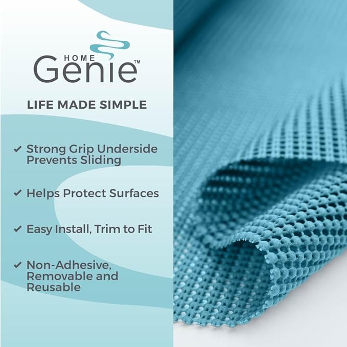 HOME GENIE Shelf Drawer and Cabinet Liner, Durable with Strong Grip, 20 in x 20 FT, Non Adhesive Liners Protect Kitchen Cabinets and Cupboard, Pantry, Bathroom Drawers and Shelves, Desks, Teal