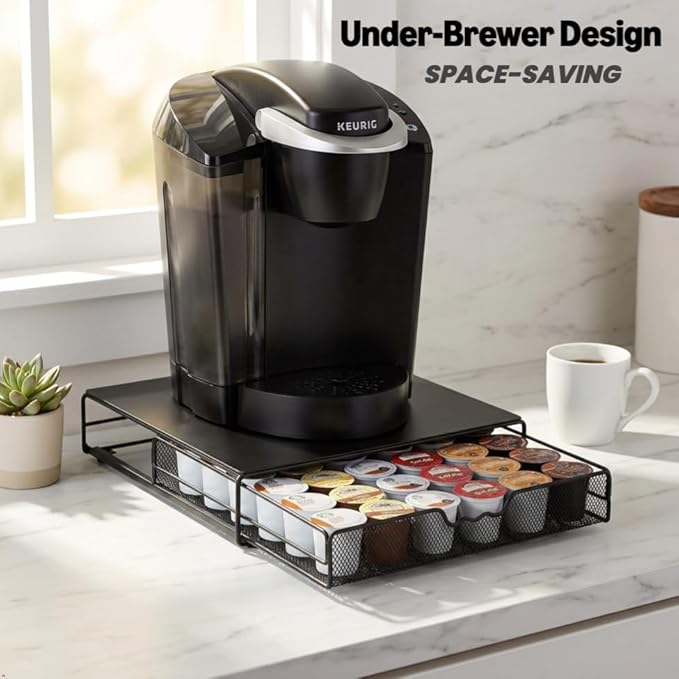 DecoBrothers K-Cup Holder Drawer for 36 Coffee Pods Storage, Black